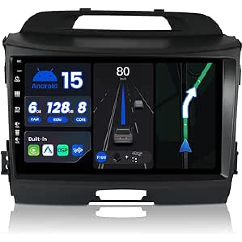 Android 15 - [6G+128G] - automobilinis radijas, tinkamas Kia Sportage 3 III SL (2010-2016) - Belaidis CarPlay/Android Car/DSP - kamera ir mikrofonas - IPS 9 colių 2 DIN - DAB valdymas vairu Greitas įkrovimas