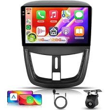 【4+128G】 Hodozzy Carplay Autoradio für Peugeot 207 2006-2015, Android Autoradio 9 Zoll In-Cell Bildschirm mit Android Auto/WiFi/GPS/RDS/FM/Bluetooth/USB+Canbus