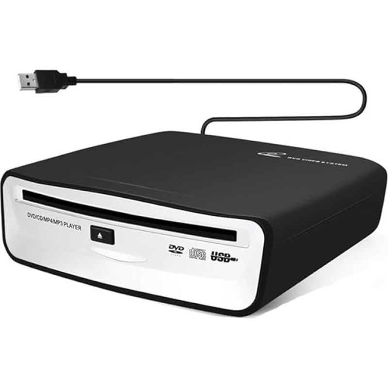 CD / DVD grotuvas Automobilinis išorinis nešiojamasis CD grotuvas Automobilių radijo DVD grotuvas su USB prievadu, CD/DVD indų dėžutės grotuvas Stereo sistema 