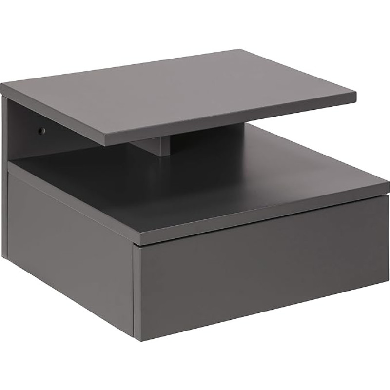 AC dizaino baldai FIA 1 stalčius naktinis staliukas šviesiai pilka 1 elementas Minimalistinio stiliaus maža sieninė naktinė spintelė W35 x H22.5 x D32cm