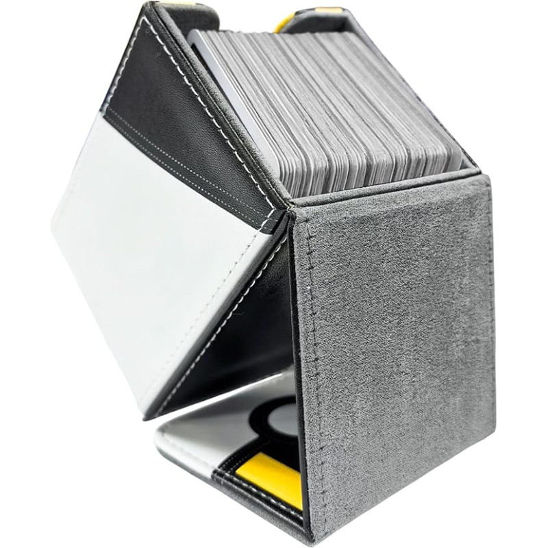 dellyy Prekybos kortelių laikymo dėžutė, prekybos kortelių dėžutė iš PU odos 100 kortelių, magnetinė dėžutė su stipriu magnetiniu uždarymu ir 2 skirtukais, MTG kortelių dėžutė (Hyperball)