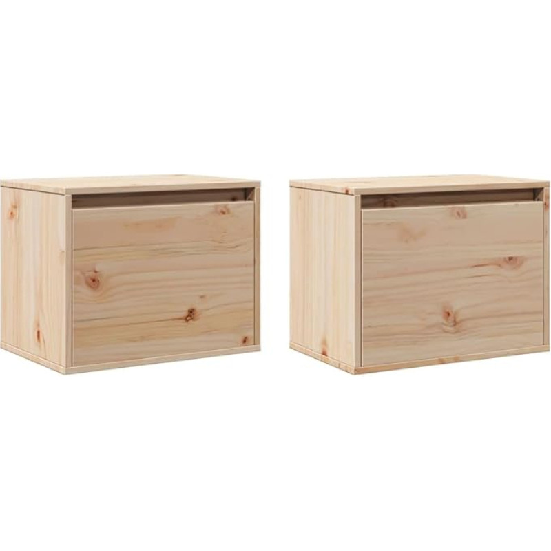 vidaXL 2 x Kietos pušies sieninė spintelė TV spintelė Lowboard TV spintelė lentyna saugykla Vonios spintelė 45 x 30 x 35 cm