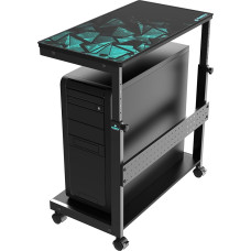 EUREKA ERGONOMIC reguliuojamo aukščio kompiuterio bokšto stovas, ATX korpuso procesoriaus laikiklis, kompiuterio stovas, po stalu esantis spausdintuvo krepšelis su ratukais ir pelės kilimėliu, juodas