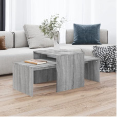 Youuihom Couchtisch-Set Grau Sonoma 100x48x40 cm Holzwerkstoff Modernes Design mit Stauraum, Beistelltisch und Wohnzimmertisch