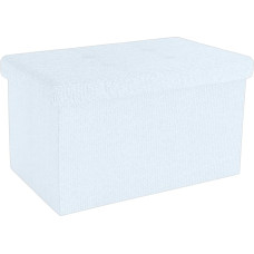 Sniego baltumo sulankstomas suoliukas 49 x 30 x 30 cm - kubo formos sėdynė su dangčiu ir laikymo vieta, pagaminta iš audinio su formomis - sėdynės kubo formos atramos kojoms sulankstoma laikymo dėžė 