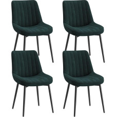 COLAMY Velveto valgomojo kėdės, 4 vnt. - minkštos valgomojo ir virtuvės kėdės su metalinėmis kojelėmis, storu sėdynių paminkštinimu ir neslystančiomis kojelėmis, žalios spalvos