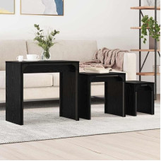 Nesting Couchtisch Set 3er Schwarz Eiche 60x35x56 cm Holzwerkstoff Stahl Metall Modernes Design platzsparend für Wohnzimmer Sofa Beistelltische für Home Office Schlafzimmer Flur