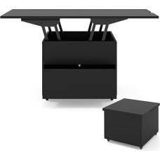LIFEZEAL Folding Coffee Table, 3 in 1 Height Adjustable, Folding Table with Push Button Drawer, Secret Storage Compartment and Cut Out Handles, Modern Multifunctional Table for Living Room