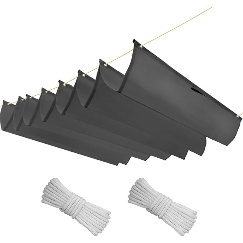 Įtraukiama bangų markizė, reguliuojamas pavėsio dangtis, atspari vandeniui apsauga nuo saulės, apsauga nuo UV spindulių, skirta pavėsinei, sodui, pavėsio dangtis, 1 x 3,5 m (plotis x ilgis), tamsiai grafito spalvos