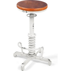 Pramonės baro taburetė, 24-28 colių reguliuojamas aukštis, derliaus virtuvės salos taburetė, ūkis, gitaros taburetė, kaimiška pusryčių kėdė su pasukama medine sėdyne