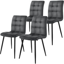 ML-Design Dining Room Chairs, Set of 4, Anthracite, Kitchen Chairs with Velvet Cover, Living Room Chair with Backrest, Upholstered Chair with Metal Legs, Ergonomic Chair for Dining Table, Dining Room