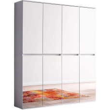 trendteam smart living - veidrodis - spinta - balta - universali spinta su daug vietos - (plotis x aukštis x gylis) 148 x 191 x 34 cm - 2 drabužių bėgeliai ir 12 lentynų - atspari įbrėžimams