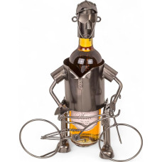 MIJOMA Metalinis dviračių vyno butelių laikiklis - dekoratyvinis vyno laikiklis 1 buteliui, rankų darbo, originalus dviratininkams, geležinis butelių laikiklis, 25 x 13 x 20,5 cm