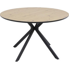 Hela Tische, Kindu Apvalus valgomojo stalas Skersmuo 120 cm Amatininkų ąžuolo dekoras Juodas metalinis rėmas Kvadratinis stalviršis su šveicariškais kraštais 76 cm aukštis