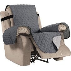 Fotelio apsauga, poilsio kėdės pagalvėlė, sofos užvalkalas, 1 sėdimojo fotelio apsauga odinei sofai, neslystantis poilsio kėdės apsauginis užvalkalas naminiams gyvūnams (L, pilka)