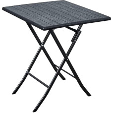 Gardenia Folding Table for Garden, Patio, Balcony, Metal, Wood Look, Anthracite, 62 x 62 cm