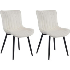 CLP Largo 2 kėdžių komplektas I Velvetas arba dirbtinė oda I Paminkštintos valgomojo kambario kėdės I Kėdės su 4 kojų metaliniu rėmu, spalva: Medžiaga: kreminė, Medžiaga: Spalva: aksomas