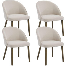 Šiuolaikinės valgomojo kambario kėdės 4 virtuvės kėdės su medžio masyvo kojomis Minkštos kėdės Valgomojo kambarys Chenille Beige