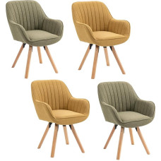MEUBLE COSY Sukamosios valgomojo kėdės, 4 kėdės, virtuvės kėdės, minkštos kėdės, sukamosios kėdės su porankiu, fotelis, makiažo kėdė, pagamintos iš audinio, medžio masyvo kojos valgomajam, svetainei, gyvenamajam kambariui