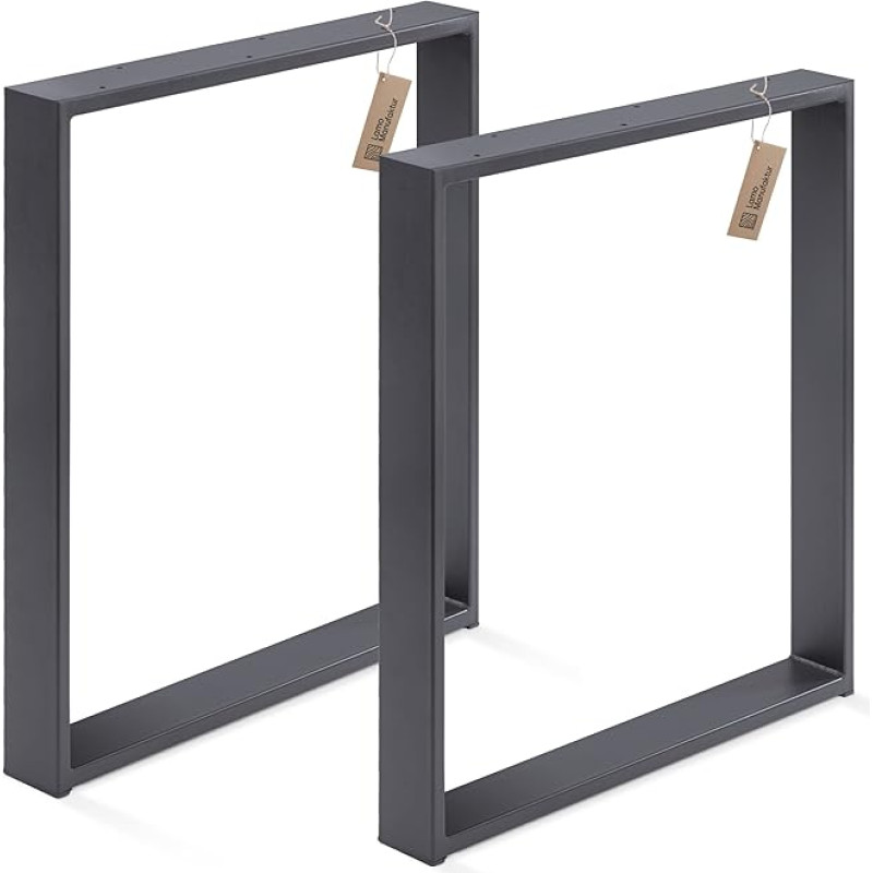 LAMO Manufaktur LTS-01-C-CC-7016 Stalo kojos stalui, valgomojo stalui, paprastos masyvios, kvadratinio profilio 80 x 20 mm, stalo rėmas 60 x 72 cm (plotis x aukštis), pilkos spalvos, 2 vnt.