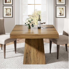 Tribesigns Valgomasis stalas 4 sėdimoms vietoms 80 cm mažas virtuvės stalas su tvirtu pagrindu Kvadratinis valgomojo stalas Kaimiško stiliaus valgomojo stalas valgomajam kambariui Svetainė Virtuvė Ruda