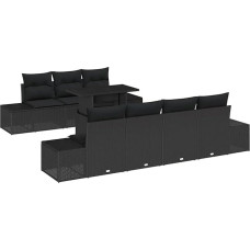 8-teiliges Garten Sofa Set mit Kissen Schwarz Poly Rattan Gartenlounge Modelis3349129