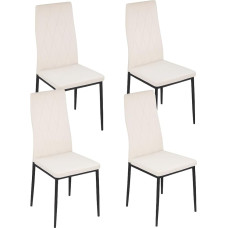 Valgomojo kėdės, 4 vnt., minkštos virtuvės kėdės, poliesterio audinys, ergonomiškas atlošas, tvirtos metalinės kojos, modernios kėdės virtuvei, svetainei, biurui, smėlio spalvos