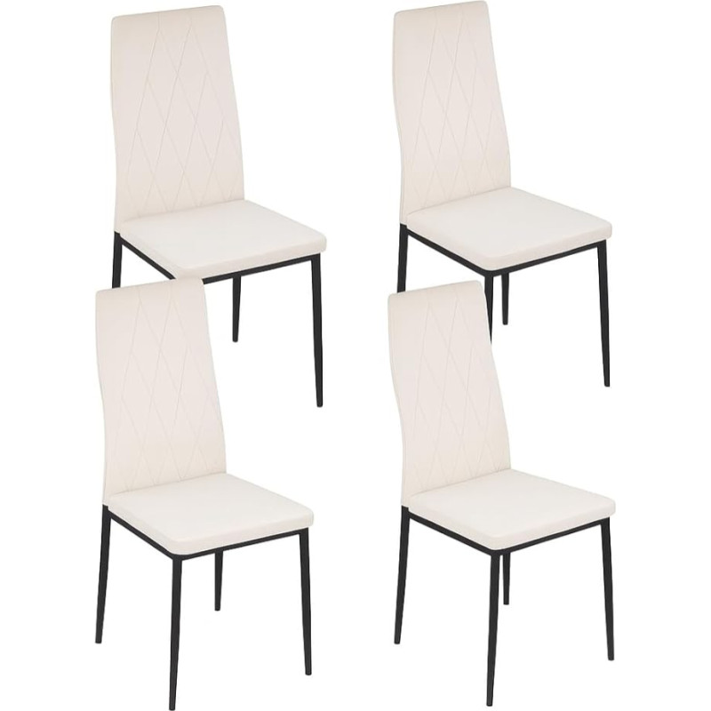 Valgomojo kėdės, 4 vnt., minkštos virtuvės kėdės, poliesterio audinys, ergonomiškas atlošas, tvirtos metalinės kojos, modernios kėdės virtuvei, svetainei, biurui, smėlio spalvos