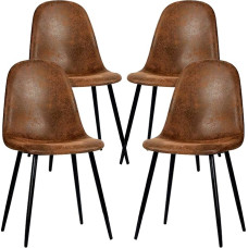 BaldaiR 4 vienetai zomšinės valgomojo kambario kėdės valgomojo kambario šoninei sėdynei Virtuvės kėdės su metalinėmis kojomis gyvenamajam kambariui Rudos spalvos