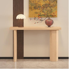 Kannelierter Konsolentisch Aus Massivholz, Schmaler Moderner Flurtisch, Akzenttisch Hinter Dem Sofa Für Wohnzimmer, Diele Und Eingangsbereich(Natural,80cm)