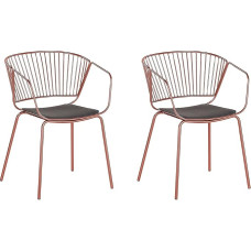 Beliani Set of 2 Dining Chairs Copper Metallic Effect Faux Leather Rigby