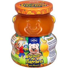Zentis Bear Apricot Bears with Peach - 250g Jar Sugar Reduced and Strained Fruit Spread of Apricots and Peaches in Sweet Bear Jar