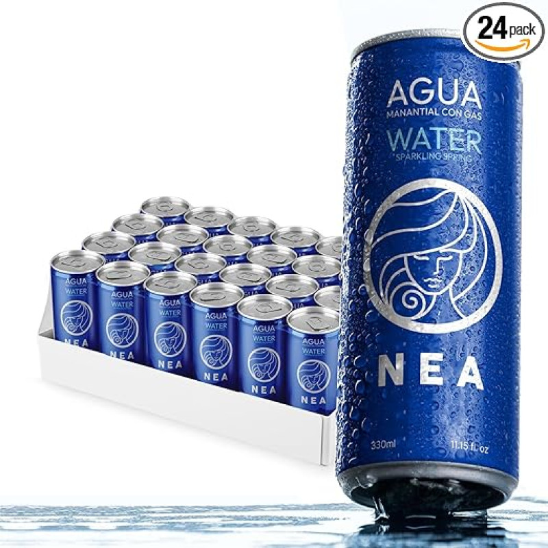 Sparkling Water NEA in Cans - Carbonated Mineral Water from the Austrian Alps - 24 x 33cl - BPA & Microplastic Free - 100% Recyclable Aluminium Cans