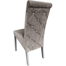 Velvet kėdė - Valgomojo kėdė - Valgomojo kėdė - Medinė valgomojo kėdė - Virtuvės kėdės, Svetainės kėdės - Glamour minkšta kėdė Valgomojo kėdė - Valgomojo kėdės Pilka - Balta