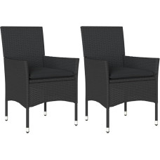 vidaXL Sodo kėdės 2 sodo kėdžių rinkinys su pagalvėlėmis Kėdžių komplektas Kėdės fotelis sodo terasai Balkono valgomojo kėdė Sodo kėdė juoda Polietileno rotango kėdė