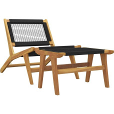 vidaXL Garden Chair with Footrest Patio Chair Balcony Chair Dining Chair Wooden Chair Folding Chair Garden Furniture Garden Patio Solid Wood Teak Polyester