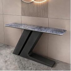 Konsolentisch Schmal, Ausstellungstisch mit Metallstreben, Eingangstische Hinter Dem Sofa für Wohnzimmer, Eingangsbereich, Foyer, Flur(Blue Black,47.2x11.8x31.5in)