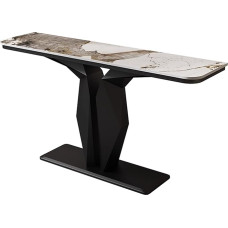 Generisch Luxuriöser Konsolentisch aus Steinplatte - Gestell aus hochtemperaturemailliertem Schmiedeeisen - Elegante Wohnaccessoires für Flur, Wohnzimmer, Schlafzimmer, Eingangsbereich