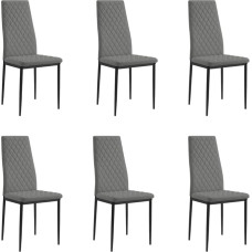 Home Detail Set of 4 or 6 Dining Chairs Faux Leather Dining Chairs for Kitchen Available with Chrome or Black Metal Legs (Grey - Black Legs, 6 Chairs)