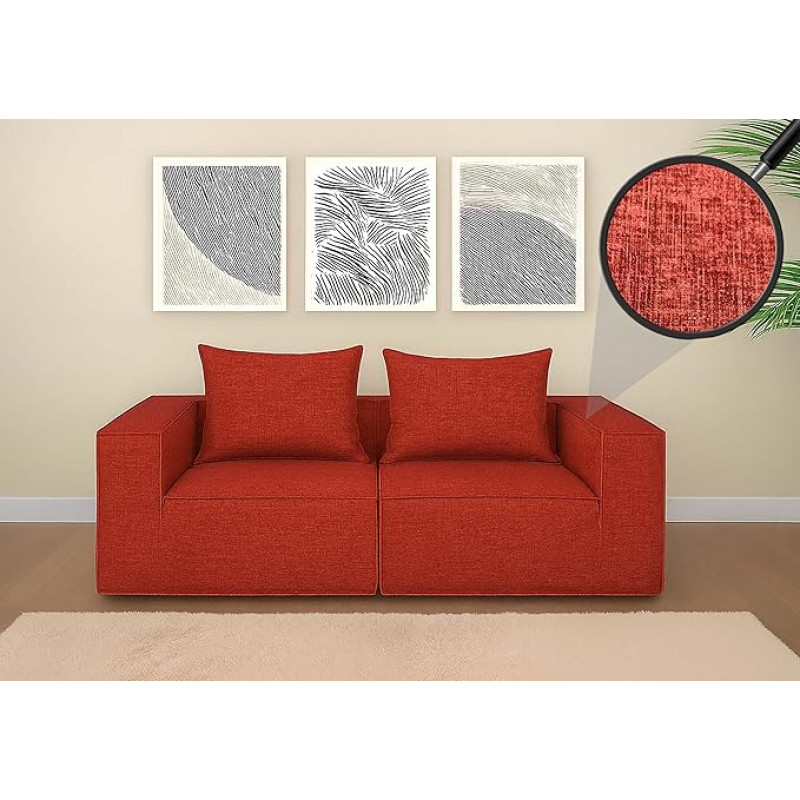 HWC-O54 Dvivietė sofa / sofos priedas Dvivietė poilsio sofa, modulinis audinys / tekstilė (300 g/m²) 63 x 194 x 97 cm Terakota