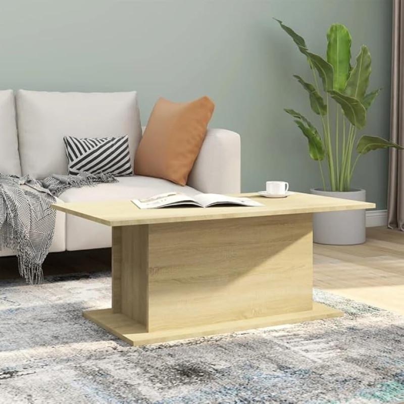 102 x 55,5 x 40 cm Kavos staliukas Biuro stalas Svetainės stalas Modernus stilingas dizainas Šoninis staliukas Medinis mažas staliukas Svetainės kavos staliukas Arbatos staliukas Tvirtas rudas