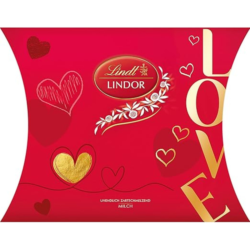 Lindt šokoladas | LINDOR Pillow Milk | 162g | 13 pieno šokolado rutuliukų | Valentino dienos dovana