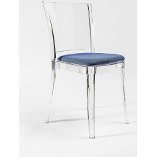 Lucienne - Transparent Chair Neutral - Set of 8 - with Trevira Kat Blue Cushion - 16C2000
