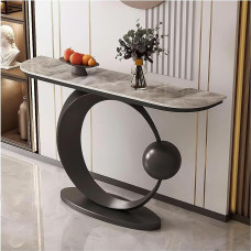 Konsolentisch Schmaler Konsolentisch, Moderner Luxus-Flur-Eingangstisch Für Foyer, Wohnzimmer Und Schlafzimmer, Einfache Montage(Black,130cm/51.2in)