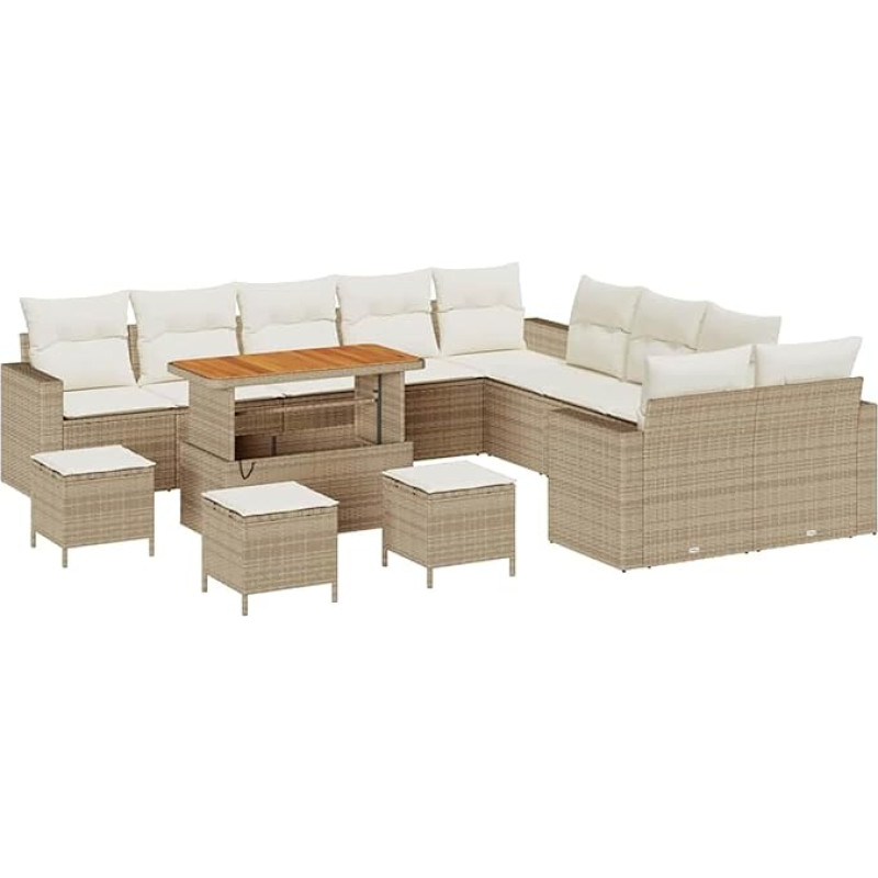 Gartensofa-Set mit Kissen 18 pcs Beige und Creme Poly-Rattan Gartenmöbel Modelis3363631