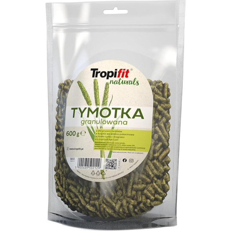 Tropifit Naturals Timothee žolės granulės triušiams ir graužikams | Daug skaidulų sveikam virškinimui | Be dulkių | Su cinku ir magniu 600 g