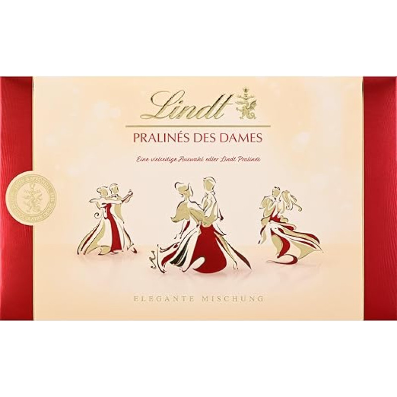 Lindt šokoladas | Des Dames Pralines dėžutė | 250g | 25 puikūs 12 rūšių šokolado kūriniai, iš dalies su alkoholiu | Šokoladinė dovana