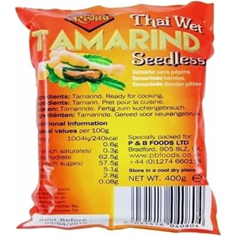 Tamarindo pasta be sėklų 454g Kompaktiškas tamarindo vaisių blokas 100% natūralus
