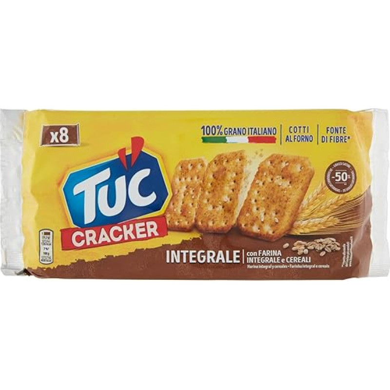 Tuc Cracker Integrale Whole Grain Salt Pastry Salted with Whole Grain Flour and Cereals 267 g (8 x 33.3 g)
