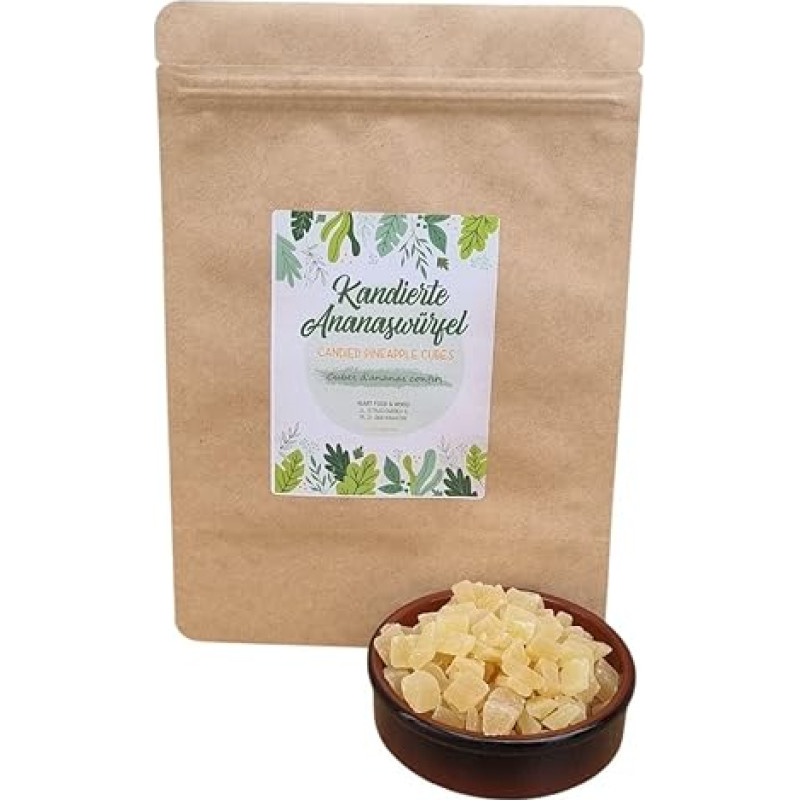 IGART FOOD & WOOD Kandierte Ananaswürfel Getrocknete exotische Früchte für Kuchen, Desserts und Tee Snack aus Thailand (500g)